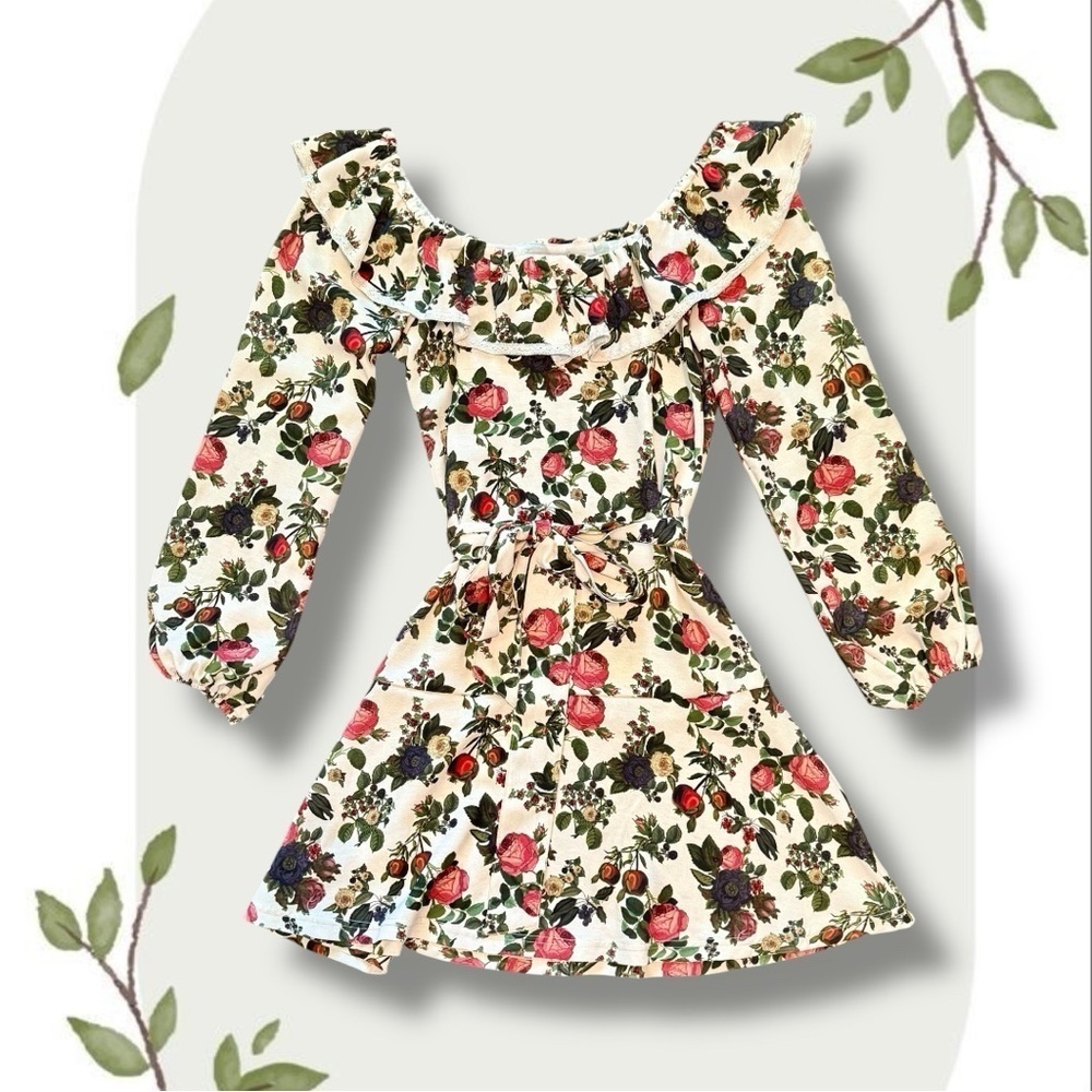 Smith & Quinn Floral Cottagecore Long Sleeve Ruffle Tie Waist Dress - Size Small